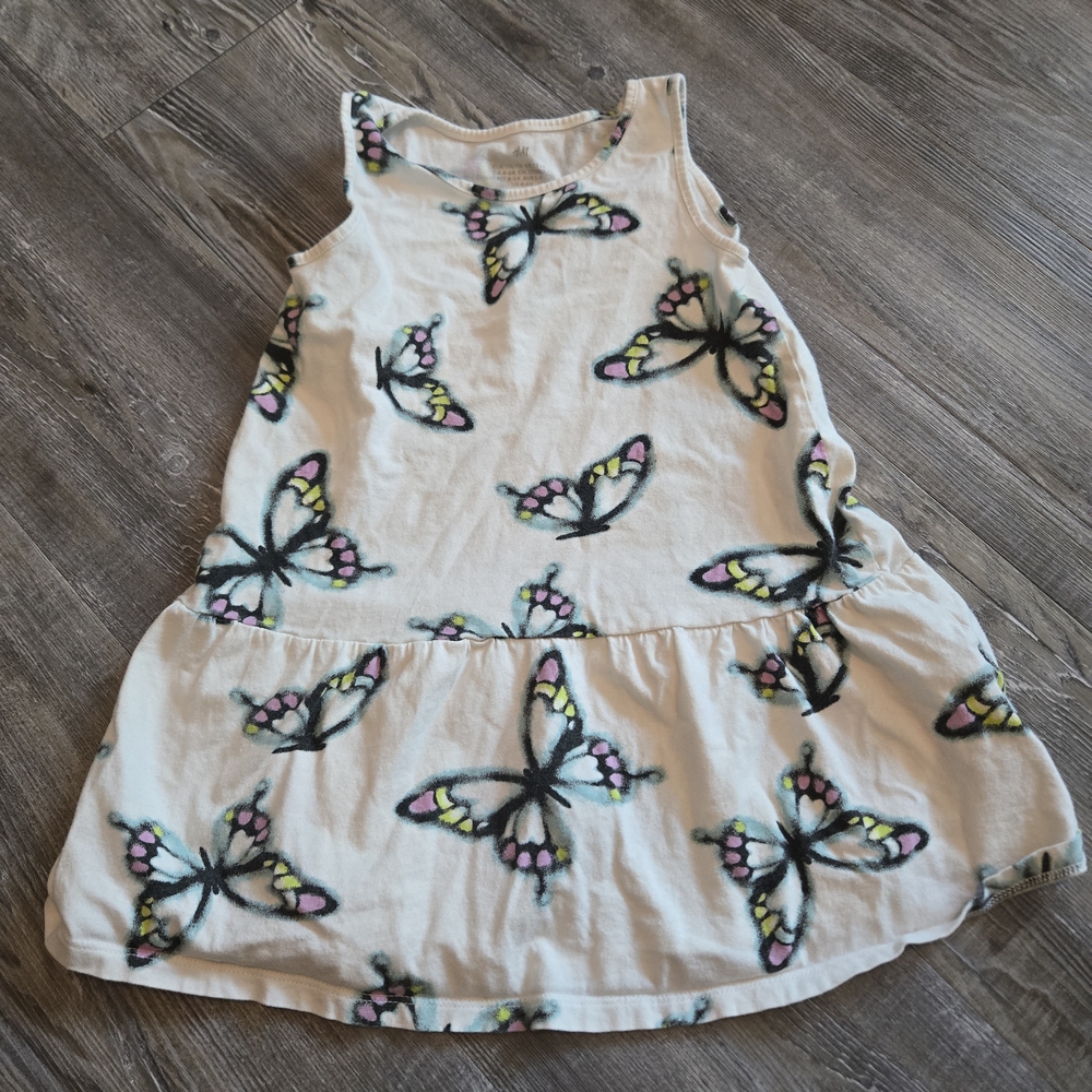 5-6 Girls H&M White Floral Butterfly Print Tee